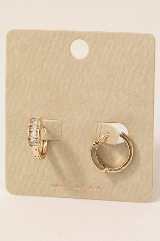 Oval Rhinestone Hinge Hoop Earrings