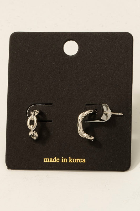 Dainty Solid Chain Hoop Earrings