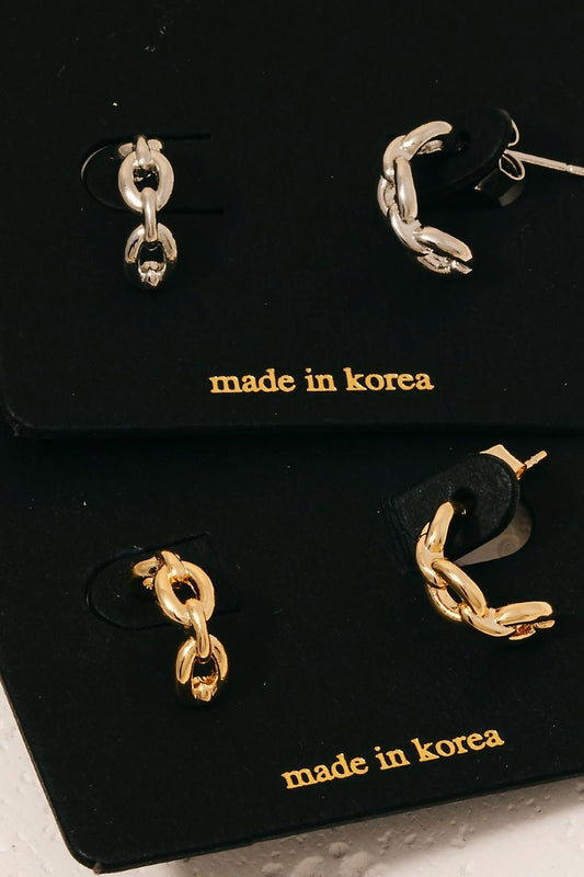 Dainty Solid Chain Hoop Earrings