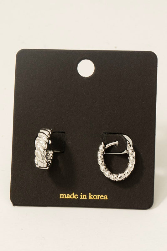 Twisted Texture Hinge Hoop Earrings