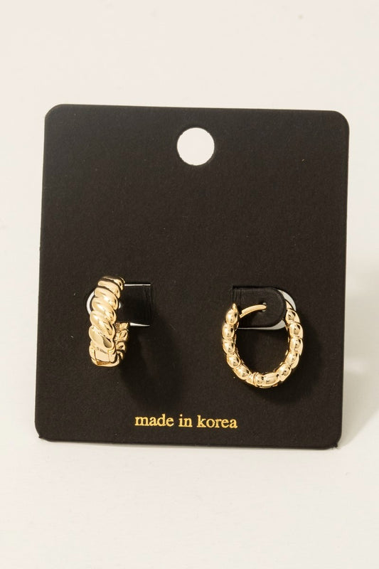 Twisted Texture Hinge Hoop Earrings