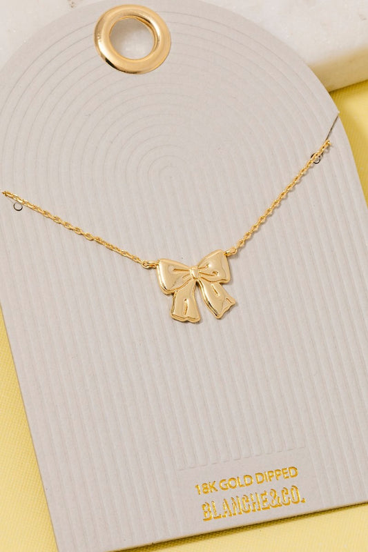 Gold Dipped Bow Necklace