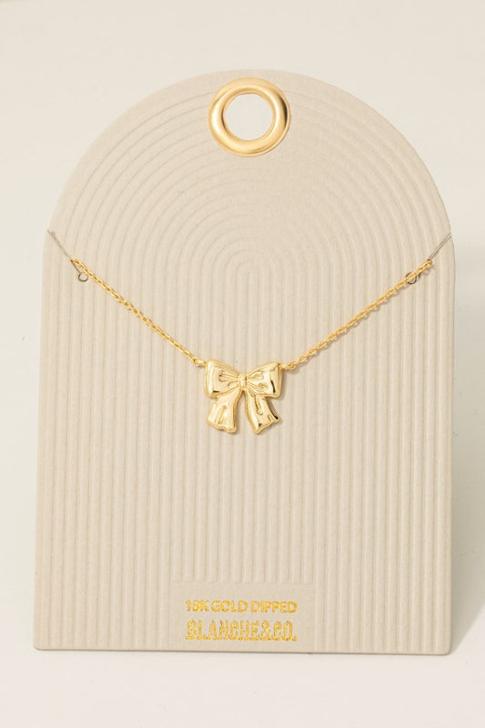 Gold Dipped Bow Necklace