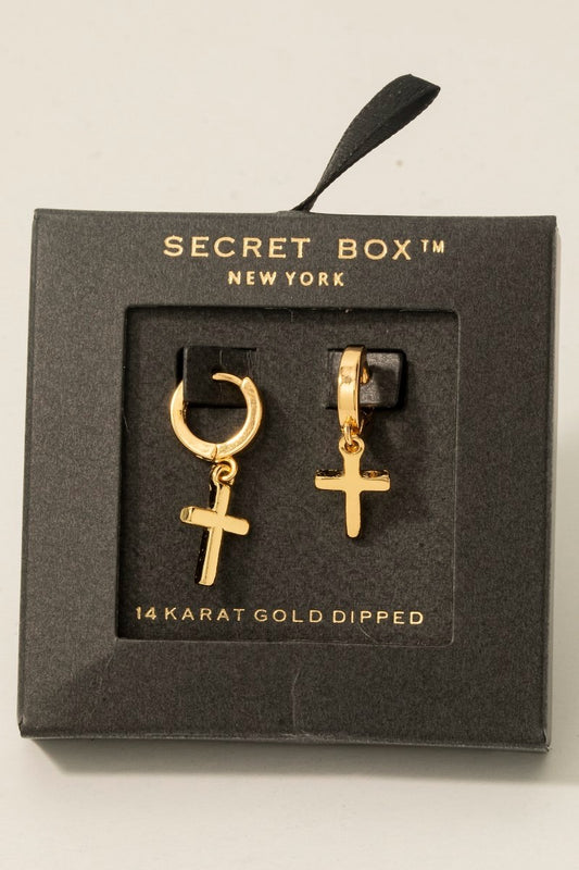 Gold Dipped Dainty Cross Earrings
