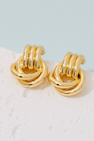 Gold Dipped Layered Knot Earrings