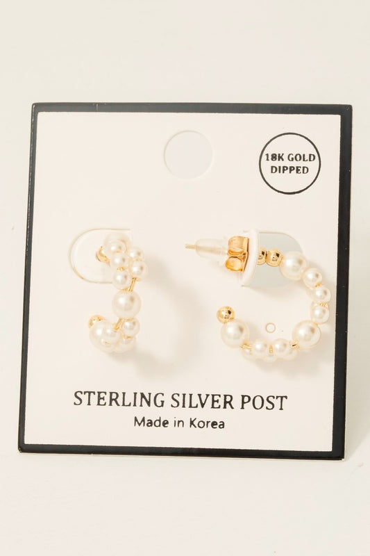 Gold Dipped Pearl Beaded Hoop Earrings