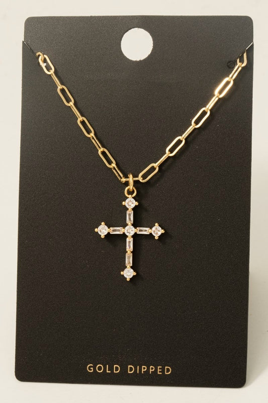 Gold Dipped Gracie Cross Necklace