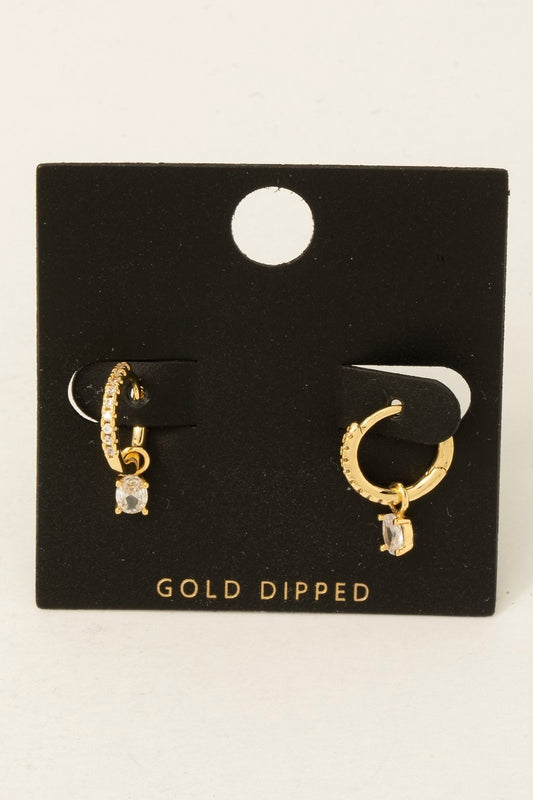 Gold Dipped Charm Hoops