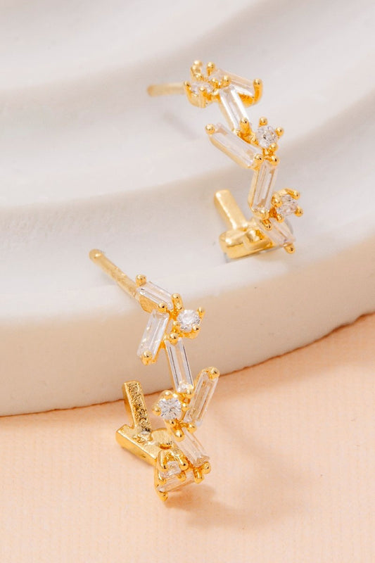 Gold Dipped Cz Zig-zag Hoops