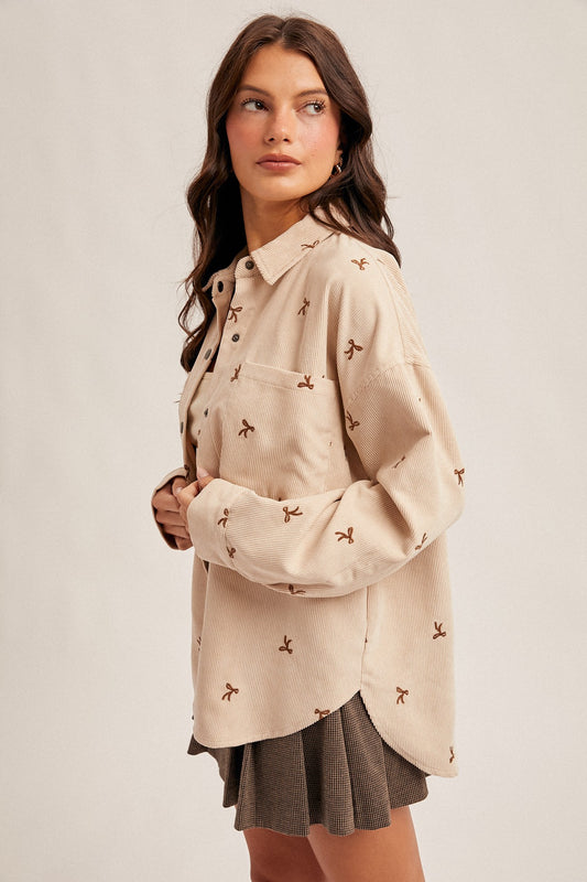 Bow Embroidery Corduroy
