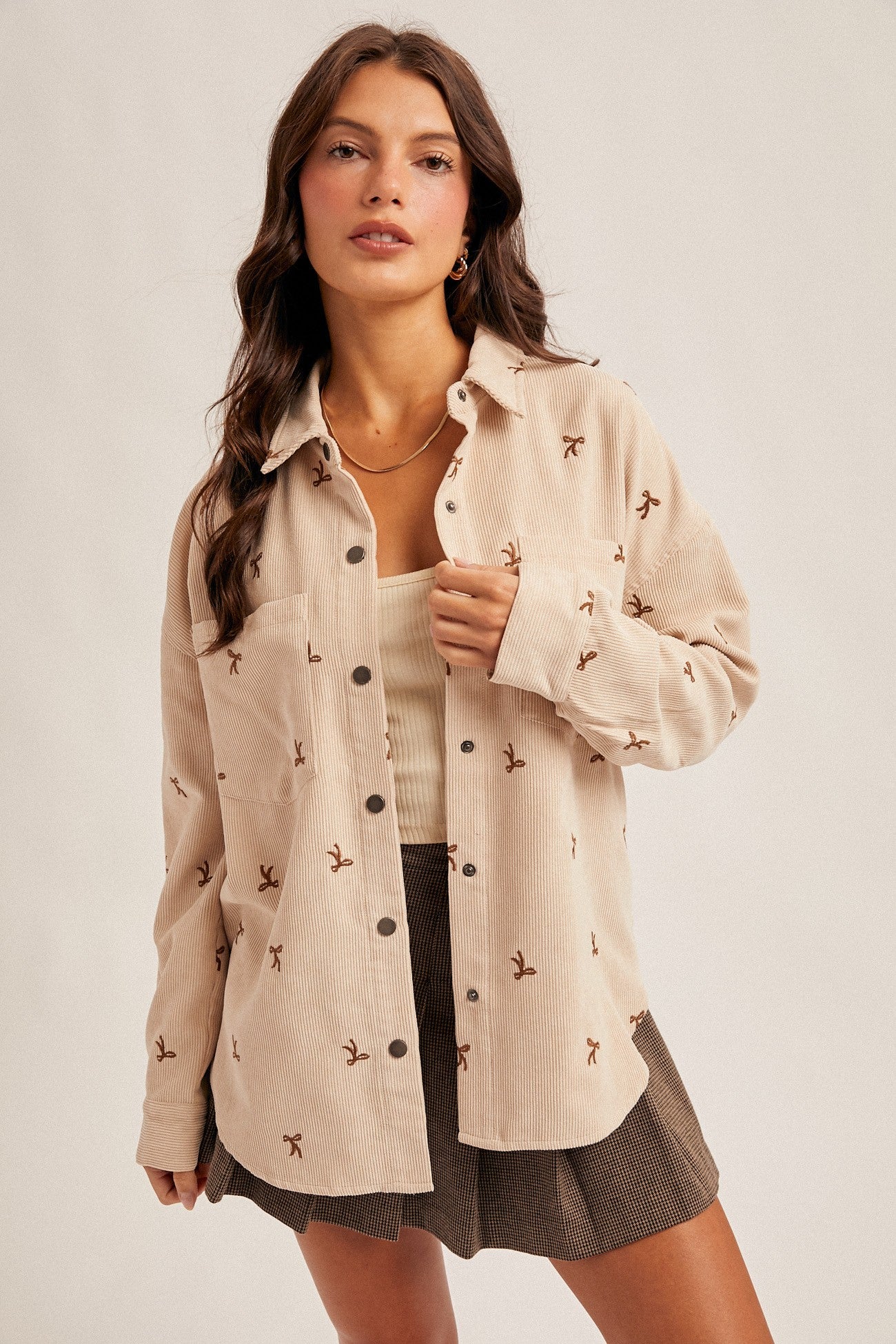 Bow Embroidery Corduroy