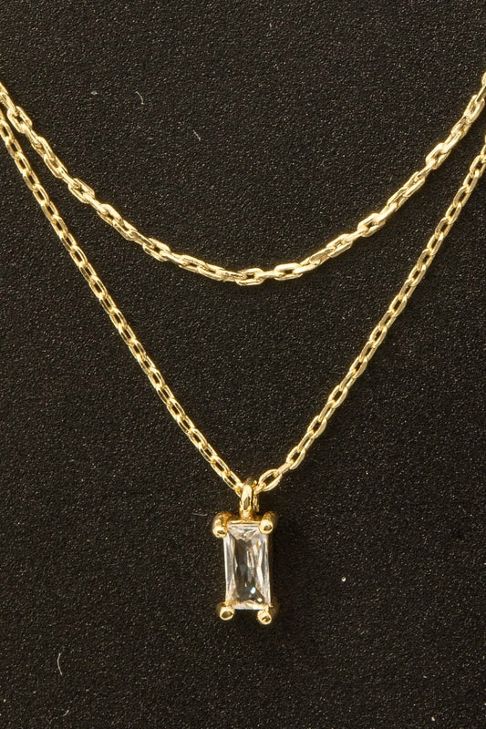 Gold Dipped Baguette Layered Dainty Necklace