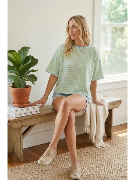 Striped Relaxed Fit Knit Tee