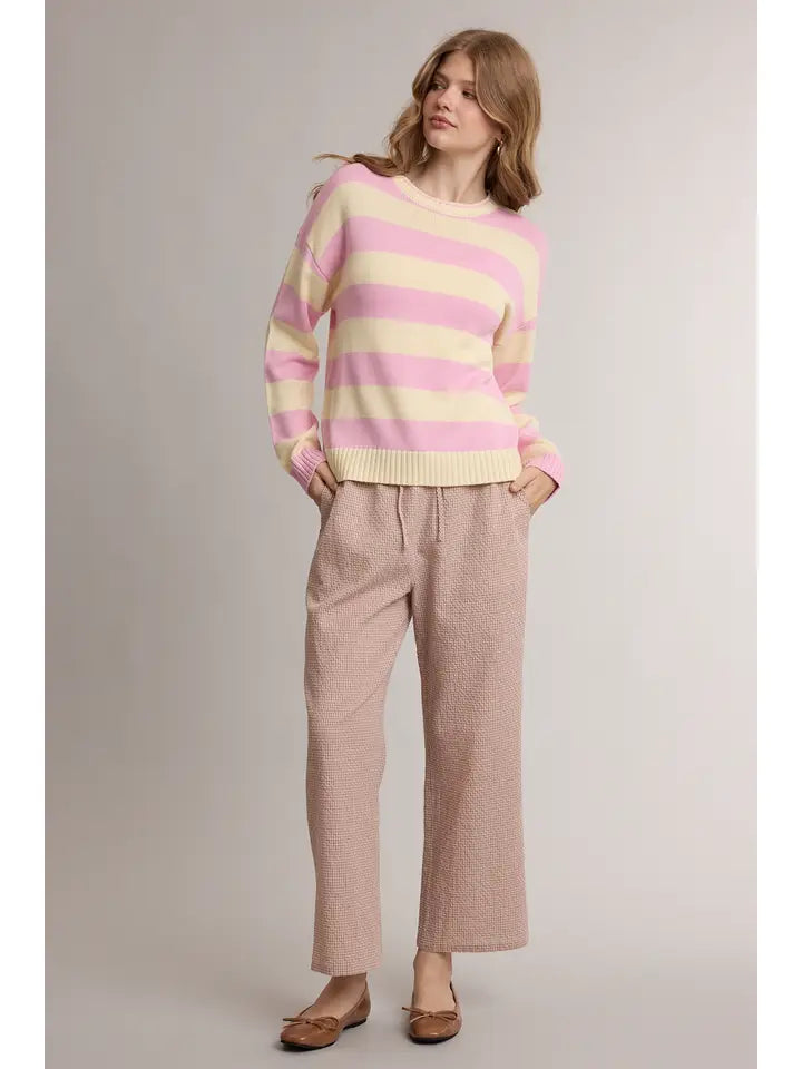 Classic Wide Striped Crew Neck Sweater