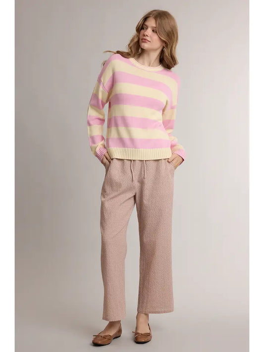 Classic Wide Striped Crew Neck Sweater