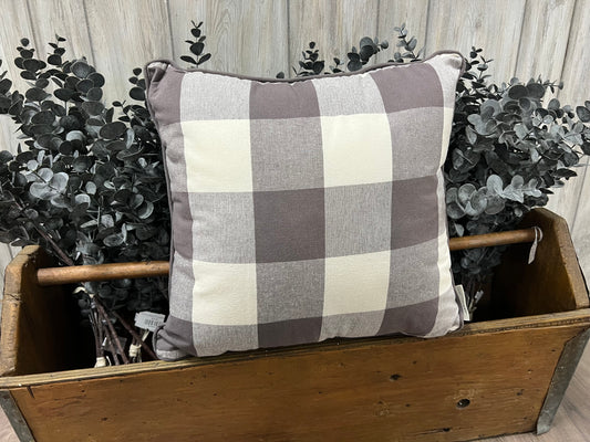 Gray Plaid Throw Pillow