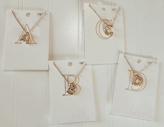 Gold Bubble Initial Necklace