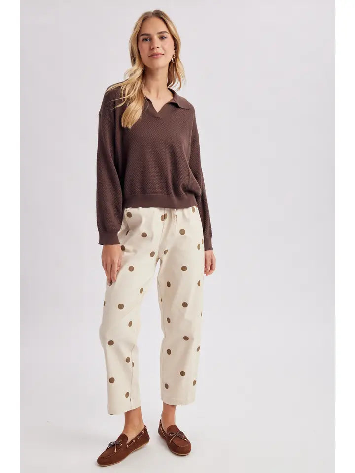Collared Textured Knit Sweater