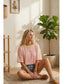 Striped Relaxed Fit Knit Tee in Pink & Yellow