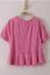 Lace Trim Mineral Washed Top In Pink