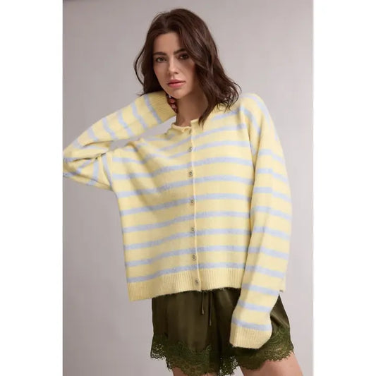 Sky Striped Sweater Cardigan