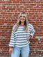 Kenna Stripe Sweatshirt in Grey