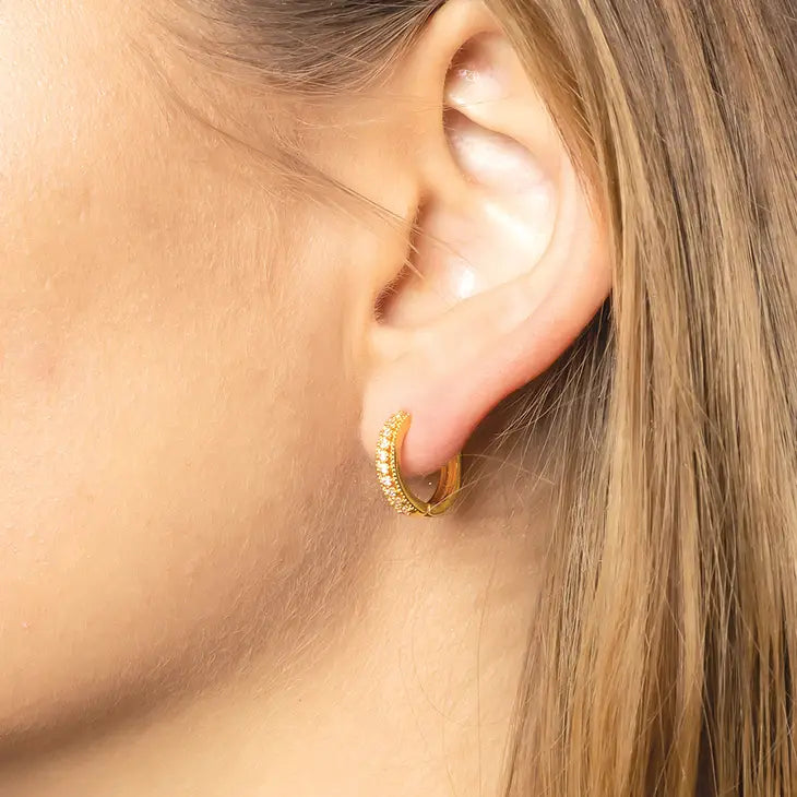 14K Gold-Dipped Diamond Hoop Earring