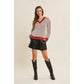 Two Tone Chenille Ribbed V-Neck Sweater