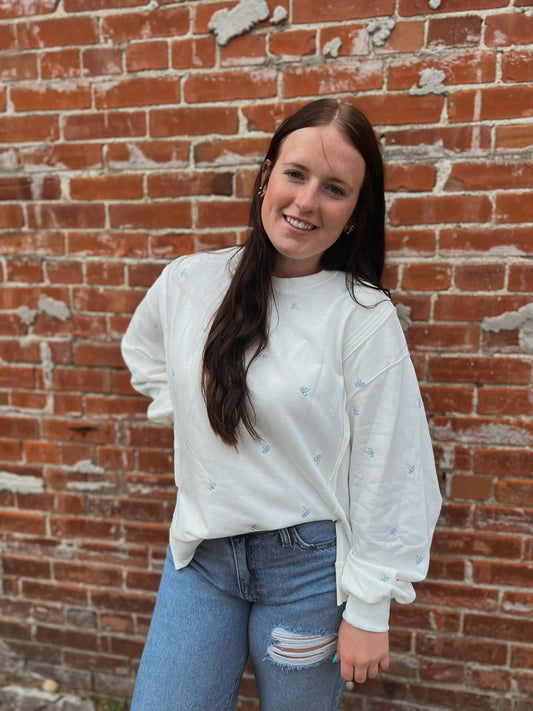 Dolly Up Ditsy Bow Crewneck