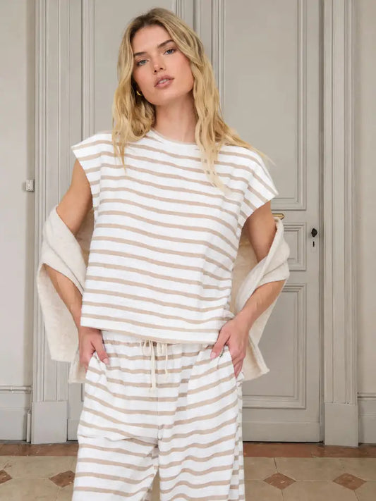 Stripe Knit Top In Khaki