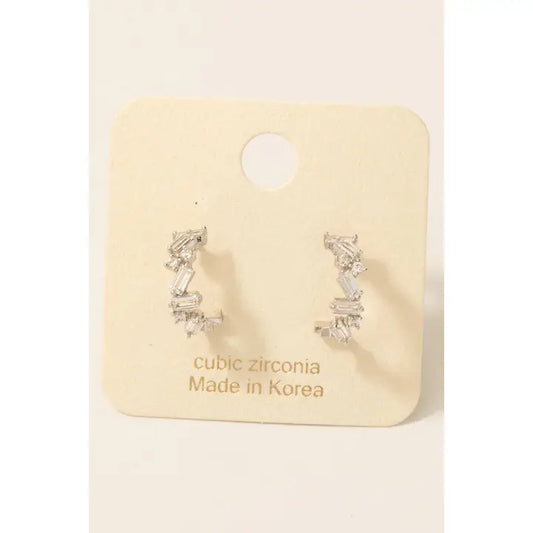 Mixed Cz Studs Mini Hoop Earrings