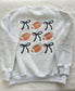 Game Day Embroider Football Bows Sweatshirt