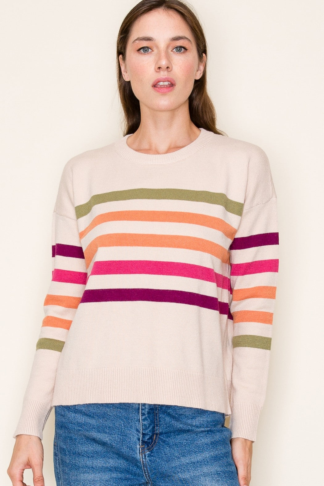 Brooklyn Multi Color Sweater in Oatmeal