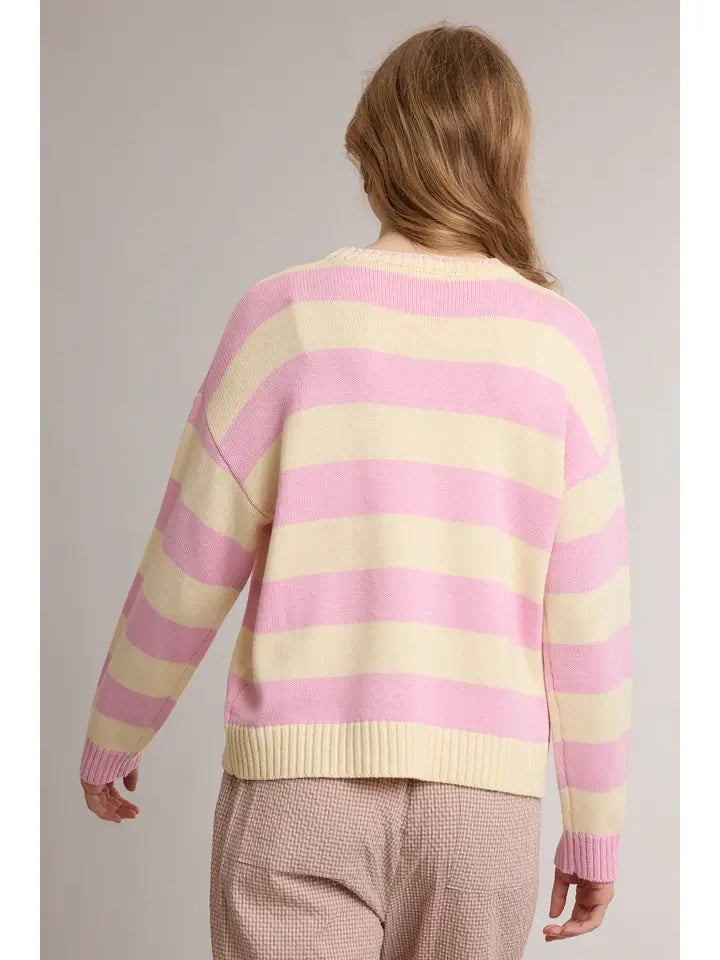 Classic Wide Striped Crew Neck Sweater
