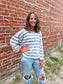 Kenna Stripe Sweatshirt in Grey