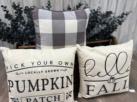 Gray Plaid Throw Pillow