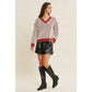 Two Tone Chenille Ribbed V-Neck Sweater