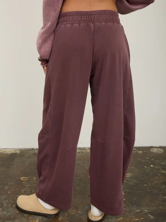 Wide Leg Sweatpants In Maroon