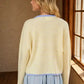 Stripe Raw Edge Button Down Cardigan