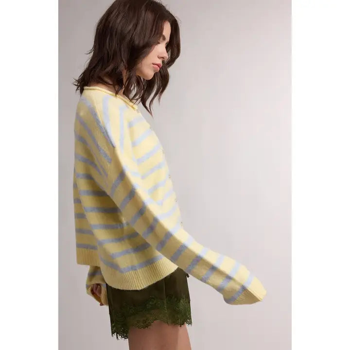 Sky Striped Sweater Cardigan