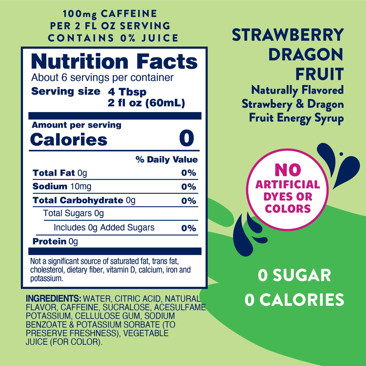 Jordan's Sugar Free Strawberry Dragon Fruit Energy Syrup - 375ml