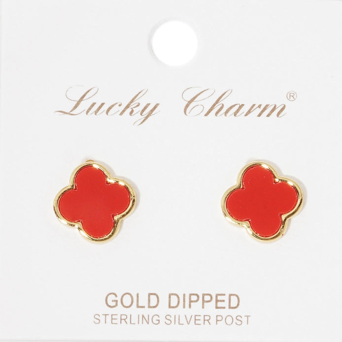 Gold-Dipped Gameday Clover Post Earring