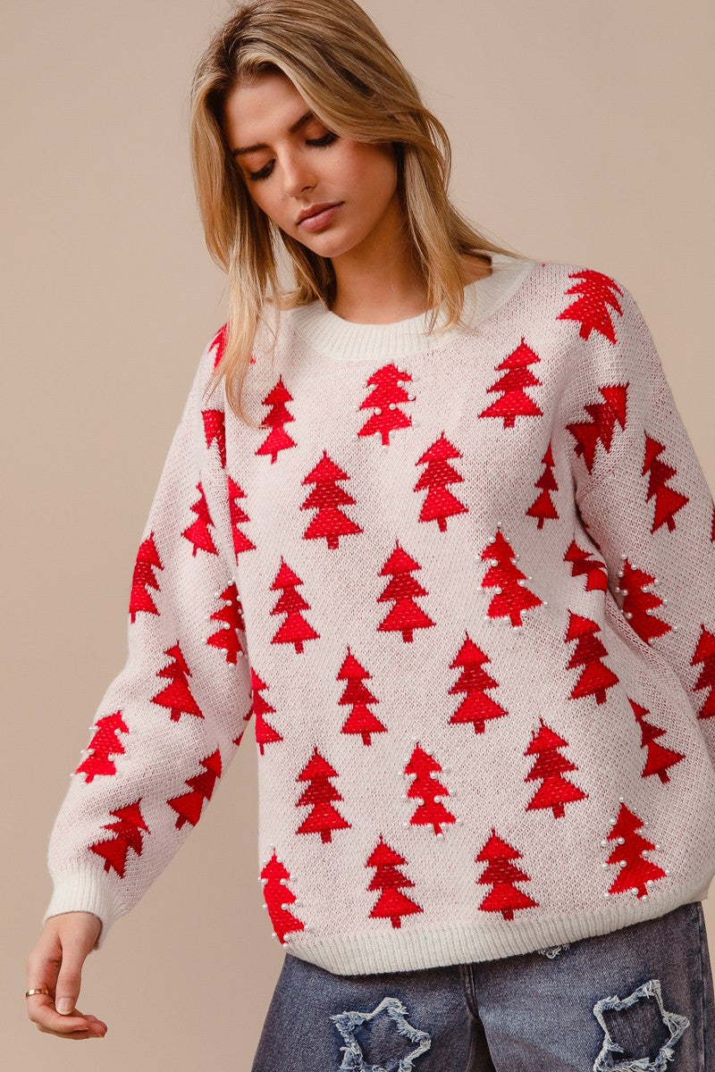 Pearl Tree Christmas Sweater