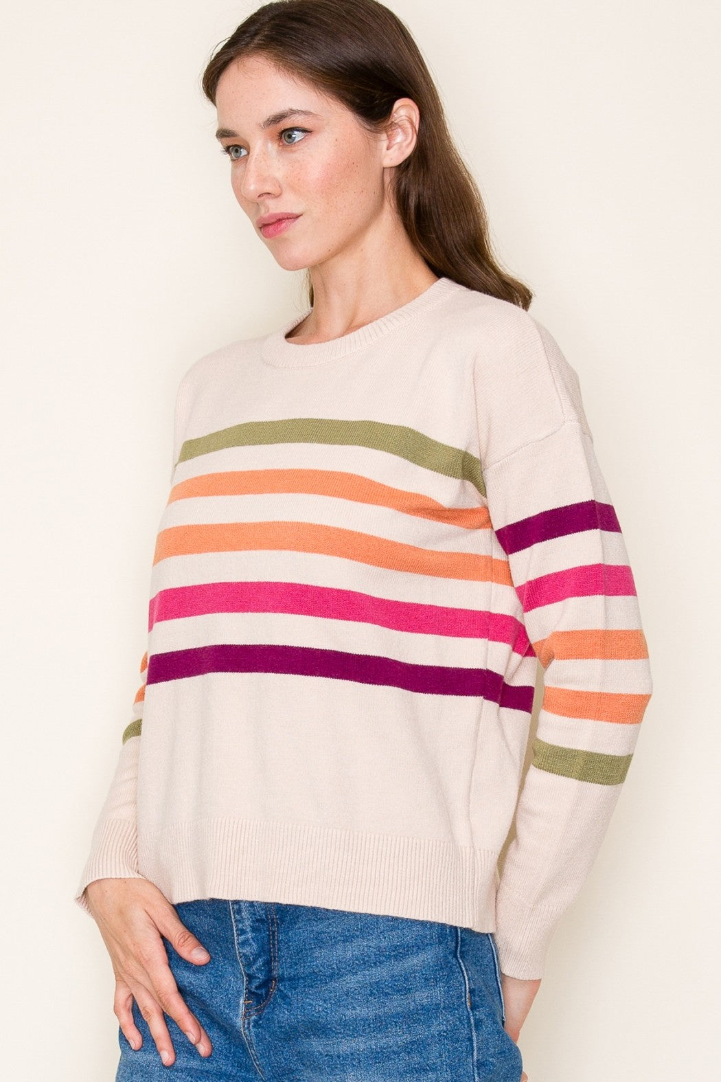 Brooklyn Multi Color Sweater in Oatmeal