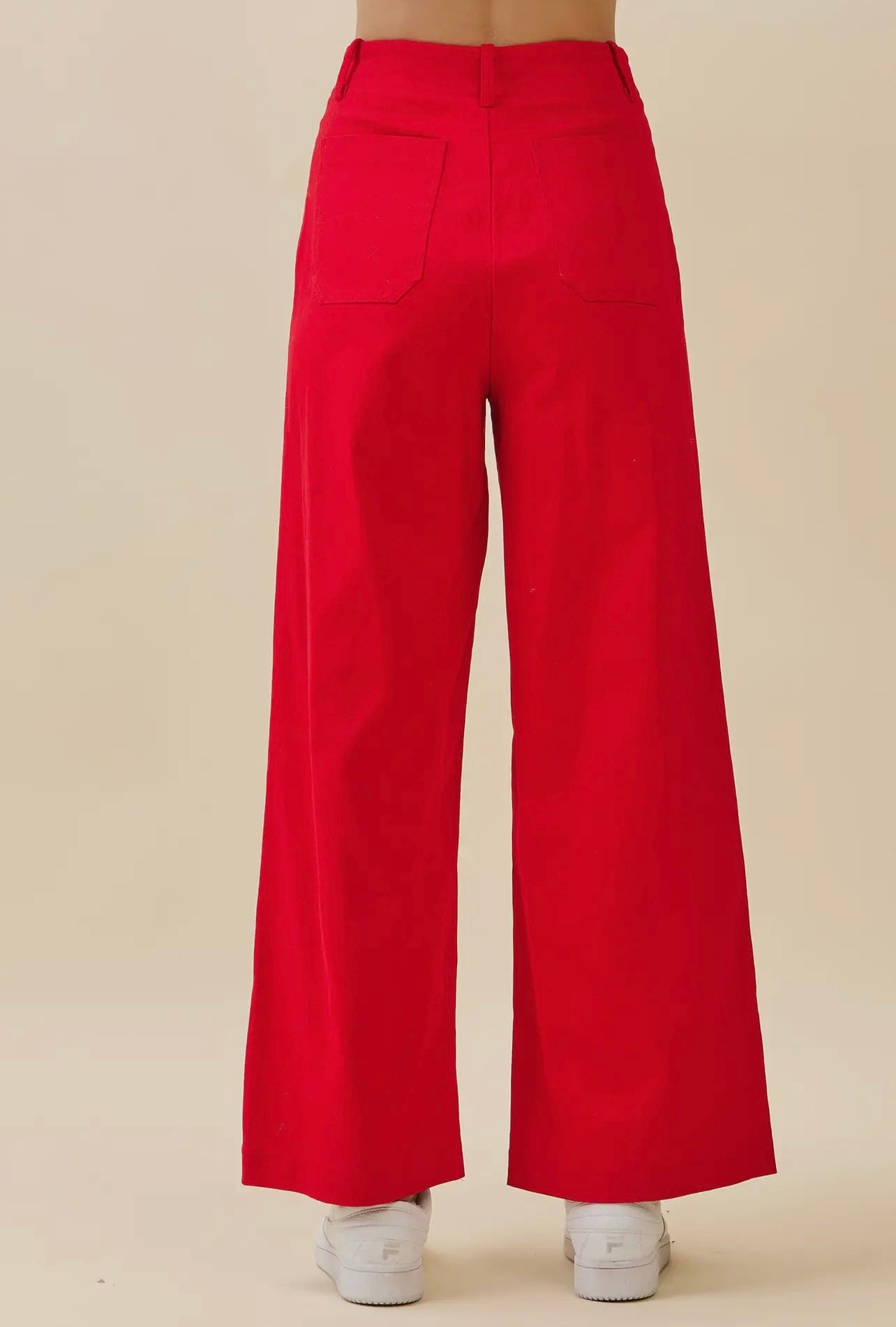 Red Wide Leg Denim Pants