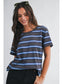 Striped Boxy Short Sleeve Tee in charcoal