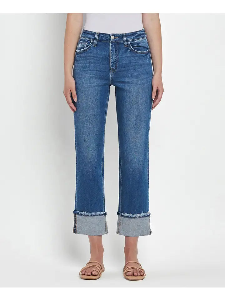 Daphne High Rise Cuffed Straight Jeans
