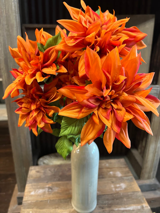 Silk Large Burnt Orange Dahlilah Bush