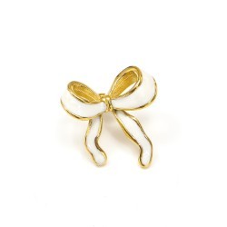 Gold Enamel Bow Earrings