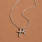 Pave Double Cross Pendant Necklace